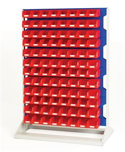 Bott Louvre 1450mm high Static Rack with192 Red Plastic Bins Bott Static Verso Louvre Racks | Freestanding Panel Racks | Small Parts Storage 16917221.11V 